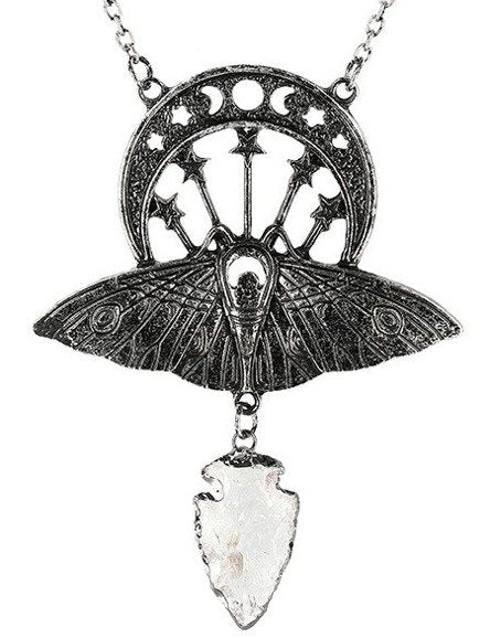 Collier Crystal Moon Moth [ARGENT]