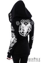 Charger l&#39;image dans la galerie, eng_pl_Gothic-Blouse-with-oversized-hood-ram-skull-and-pentagram-RITUAL-HOODIE-1745_5.jpg
