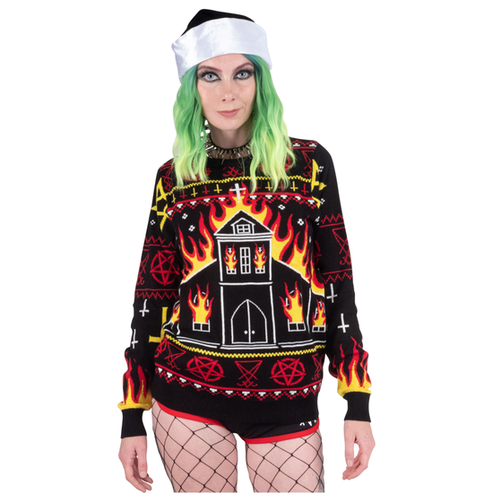 Sweater Black Metal Church Fire (I24)